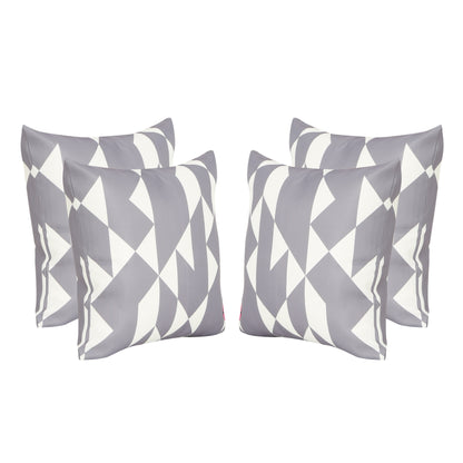 Mayme Outdoor Cushion, 17.75" Square, Abstract Geometric Pattern, White, Gray