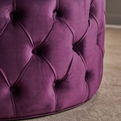 Solvista Velvet Button Tufted Stitched Round Footstool