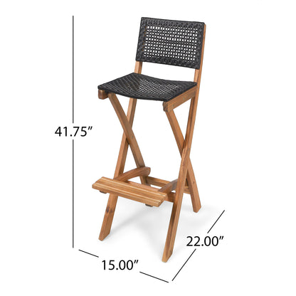 Elizabeth Outdoor Folding Acacia Wood Barstools (Set of 4)
