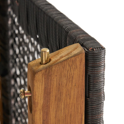 Elizabeth Outdoor 45" Rectangular 3 Piece Wood and Wicker Bar Height Set