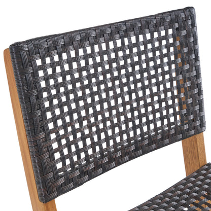 Elizabeth Outdoor 45" Rectangular 3 Piece Wood and Wicker Bar Height Set