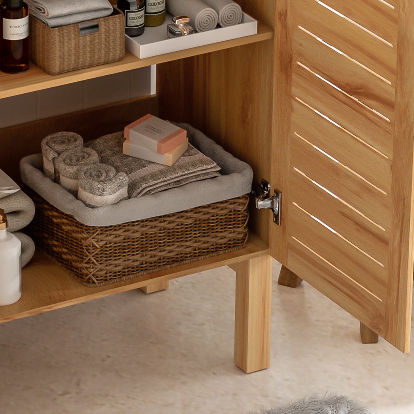 Decolette Mid-Century Modern Bathroom Vanity Cabinet with One Sink