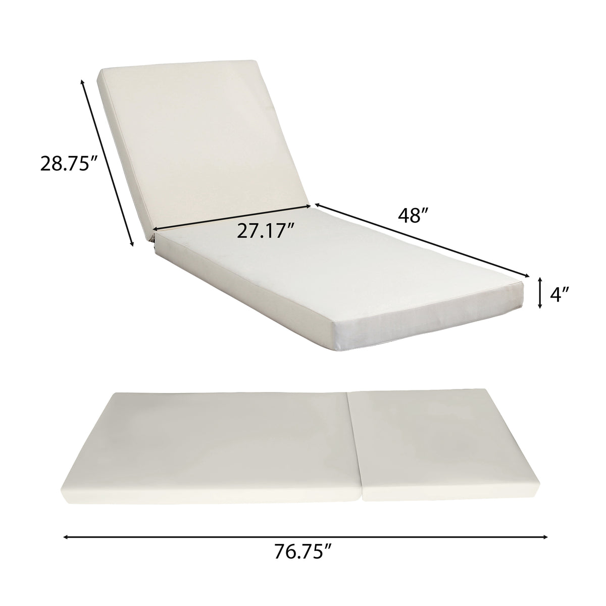 Ethereal Kayes Acacia Wood Chaise Lounge with 4'' Cushion, Outdoor 79'' Patio Recliner Chair with 4-Position Adjustable Backrest, Sun Lounger for Poolside Backyard, Teak+Cream
