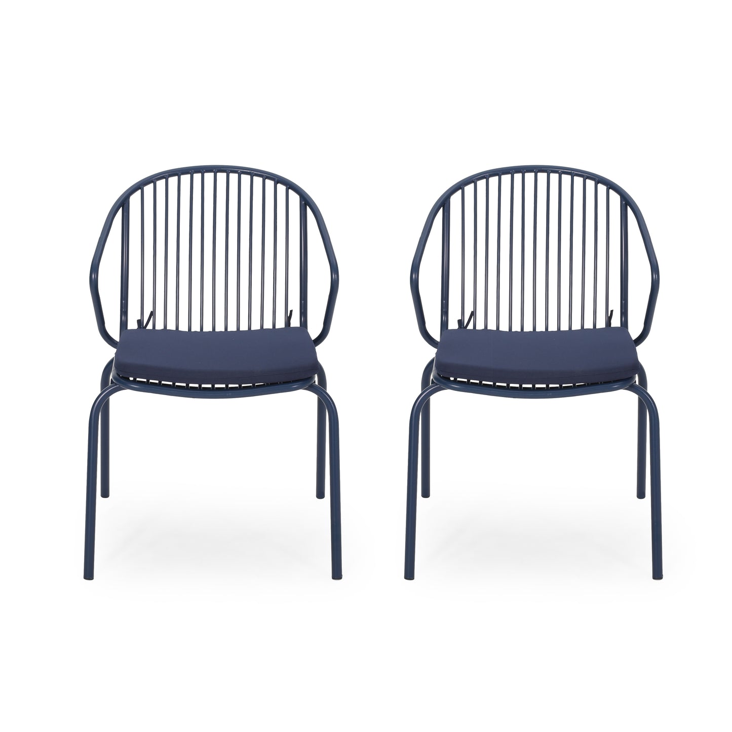 Emily Outdoor Modern Iron Club Chair with Cushion (Set of 2)