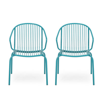 Emily Outdoor Modern Iron Club Chair (Set of 2)