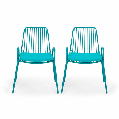 Ashwood Outdoor Modern Iron Club Chair with Cushion (Set of 2)