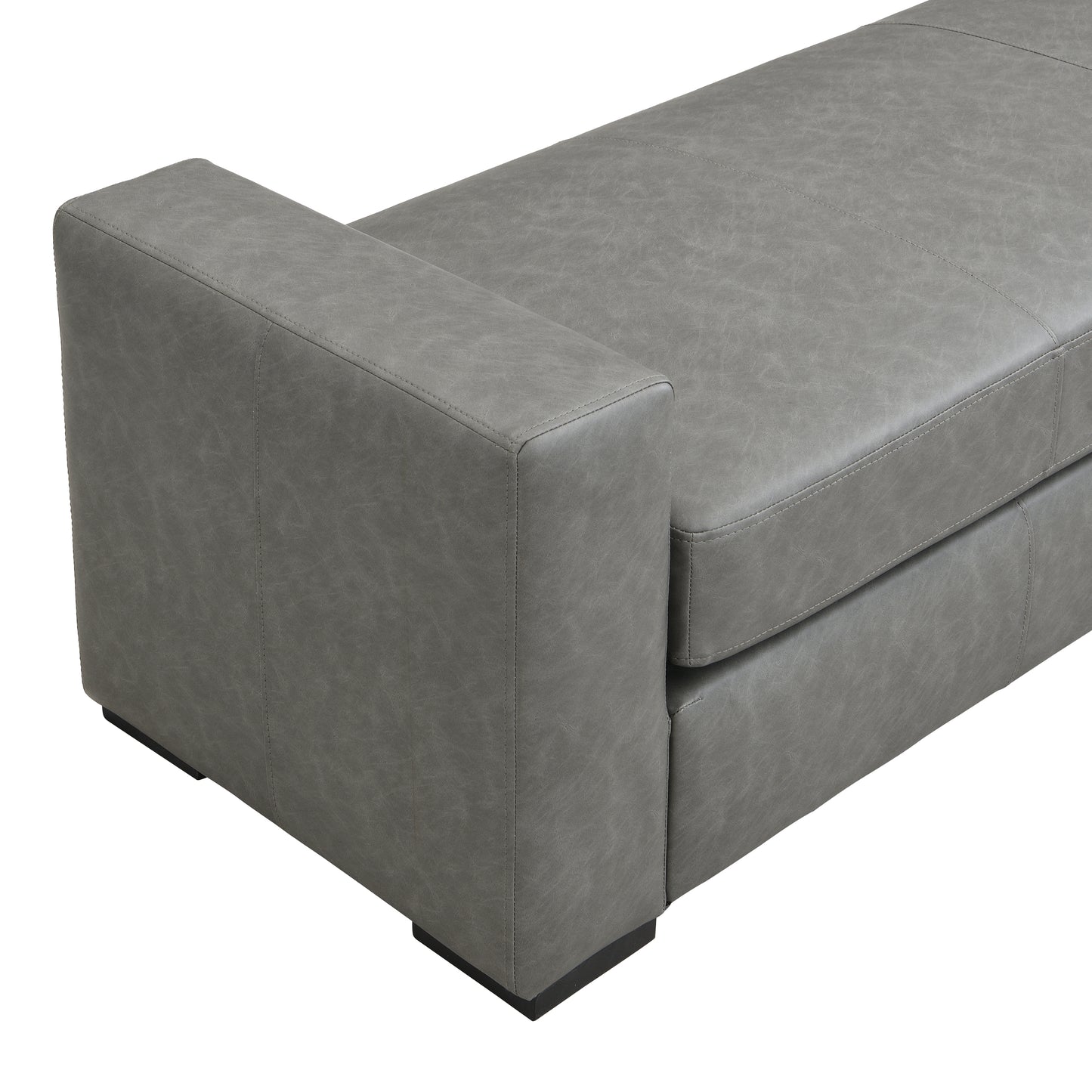 Narionae Stylish and Durable Grey Faux Leather Ottoman