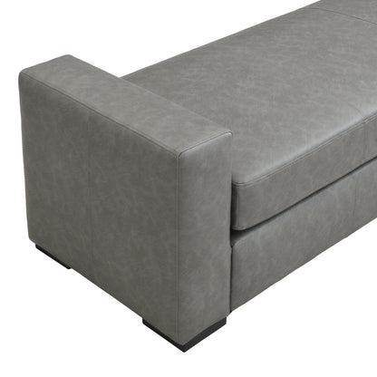 Narionae Stylish and Durable Grey Faux Leather Ottoman