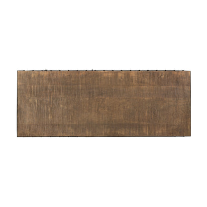 Phoebe Modern Industrial Mango Wood Sideboard, Natural Finish and Black