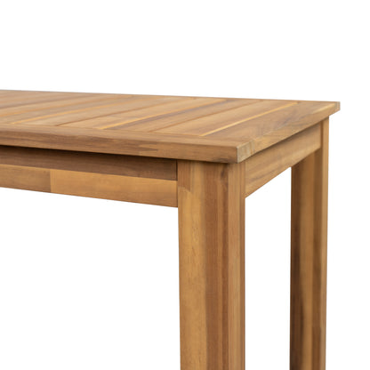 Caeli Outdoor Acacia Wood Patio Bar Table, Slatted Top