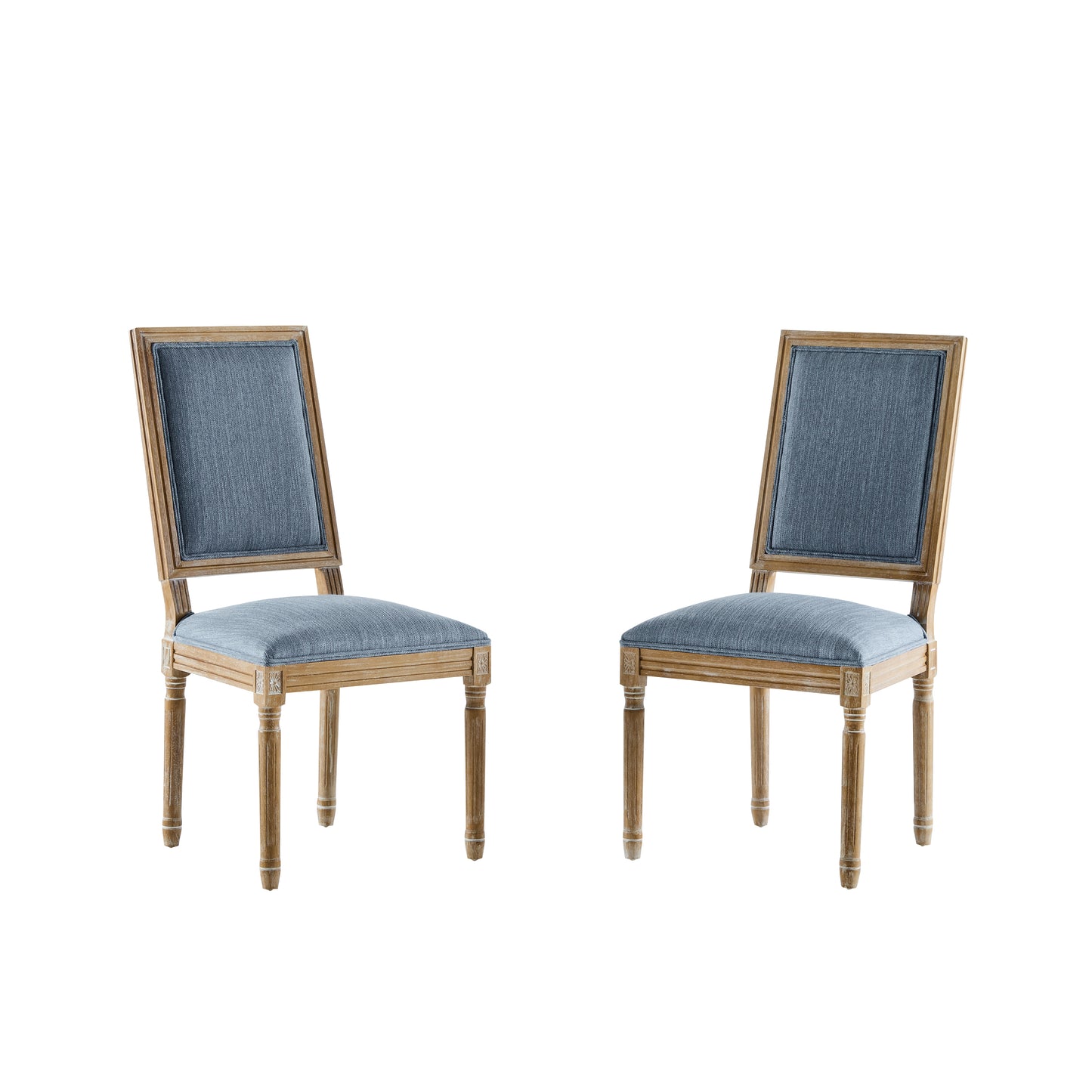 HaChiMi French Country Dining Chairs - Elegant Cane Backrest & Upholstered Seats,Set of 2
