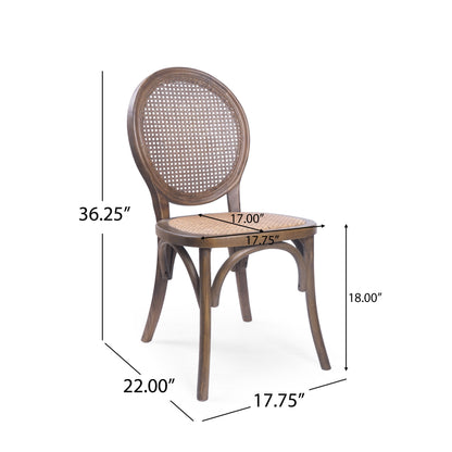 Denni Wooden Cane Back Dining Chair (Set of 2)