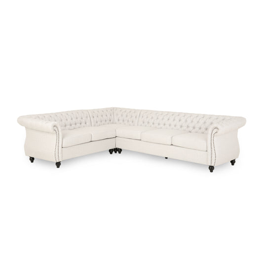 Rachel 6 Seater Tufted Fabric Chesterfield Sectional