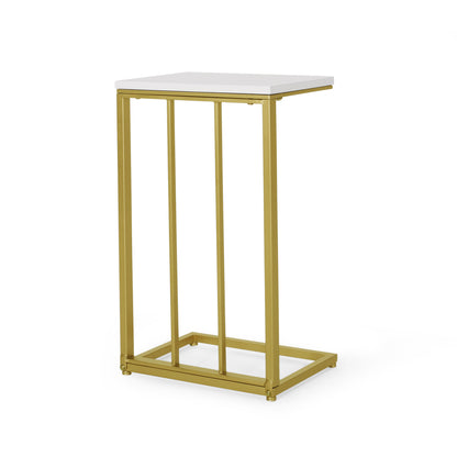 Baywinds Modern Glam C Side Table, Set of 2, White and Champagne Gold