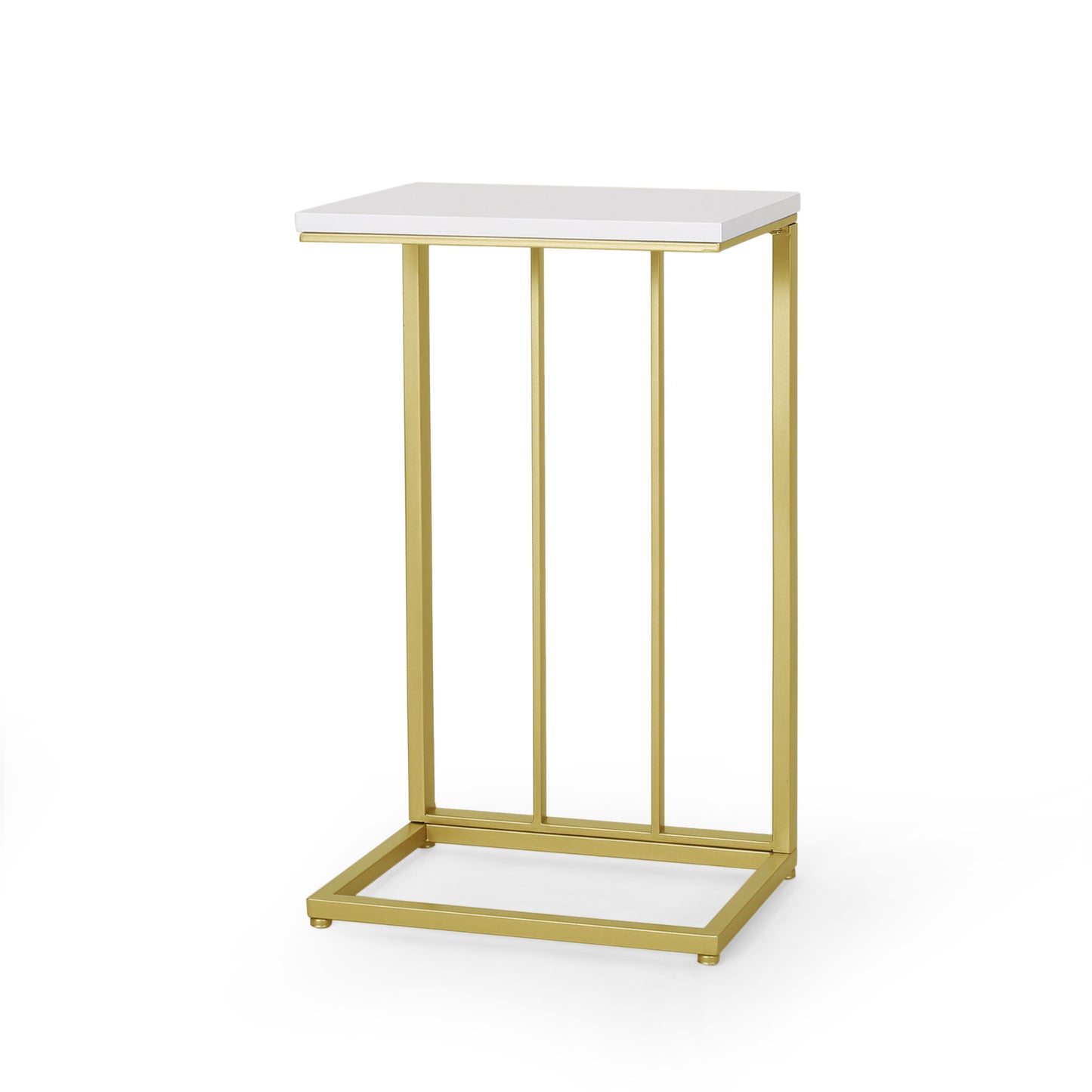 Baywinds Modern Glam C Side Table, Set of 2, White and Champagne Gold