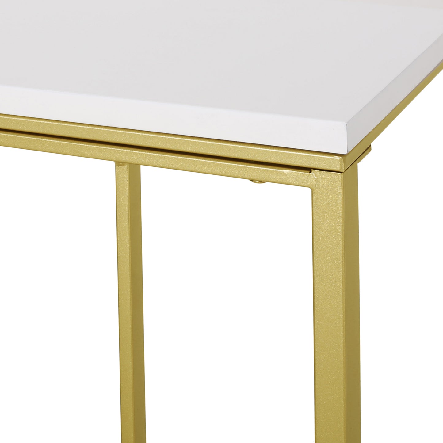 Baywinds Modern Glam C Side Table, Set of 2, White and Champagne Gold