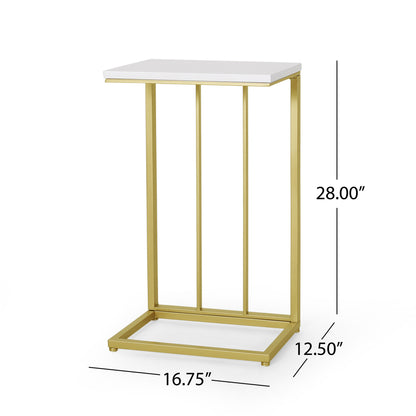 Baywinds Modern Glam C Side Table, Set of 2, White and Champagne Gold