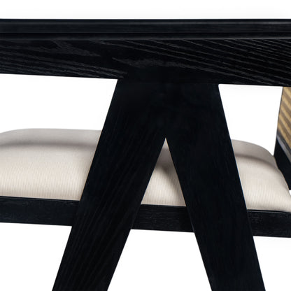 Lomiare Cream Grey Woven Cane Plastic Backrest Bar Stool - Foam-Padded Fabric Seat & Durable Rubberwood Frame