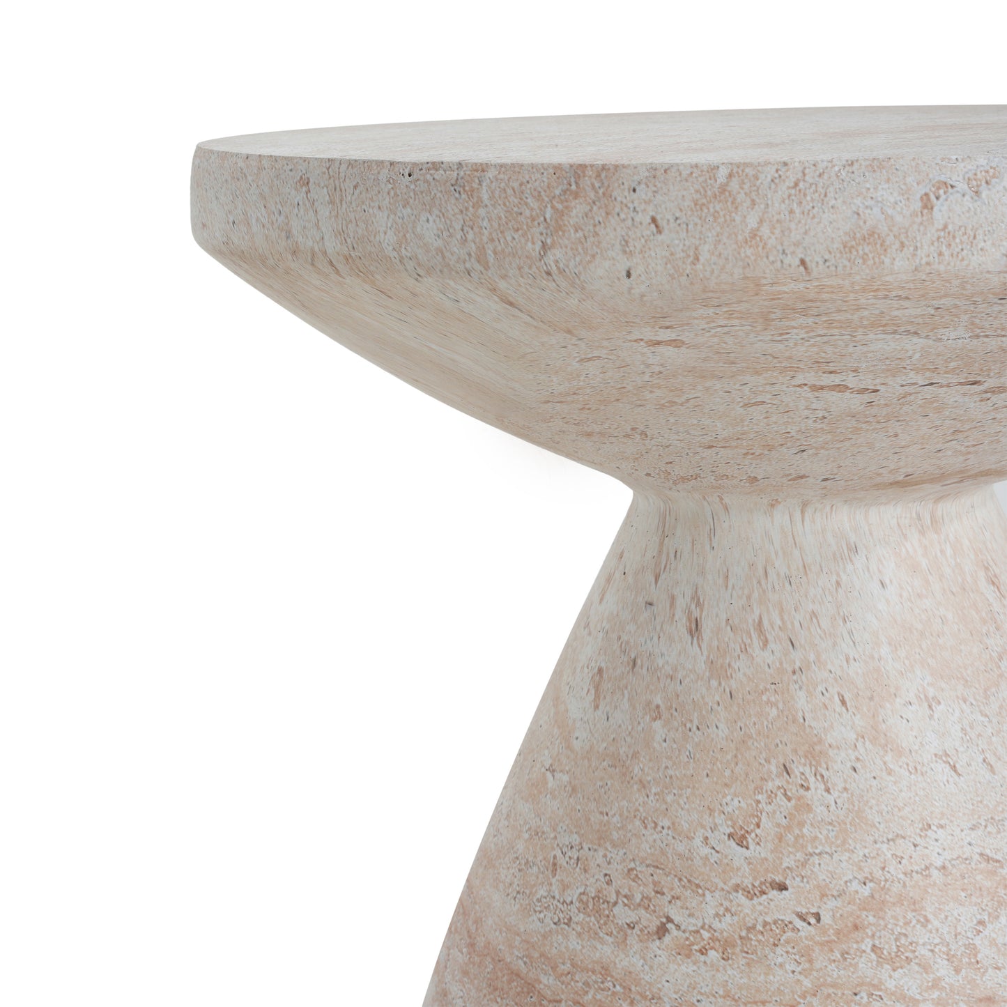Moonveil Outdoor Lightweight Concrete Side Table,Travertine Finish