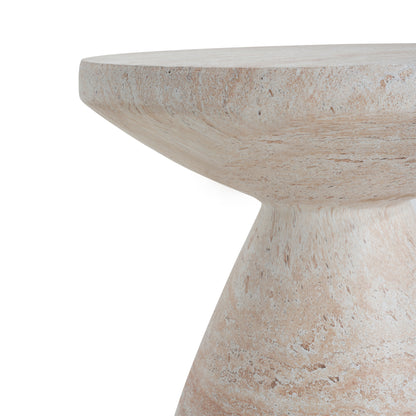 Moonveil Outdoor Lightweight Concrete Side Table,Travertine Finish