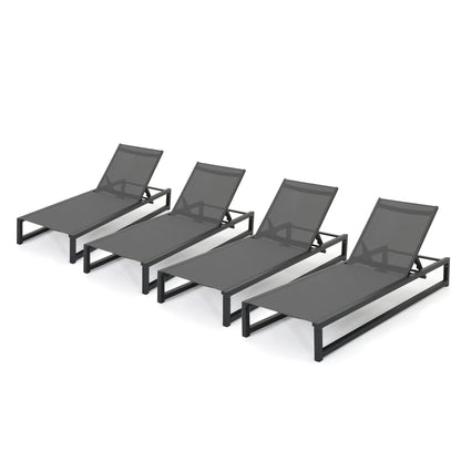 Mottetta Outdoor Finished Aluminum Framed Chaise Lounge with Mesh Body