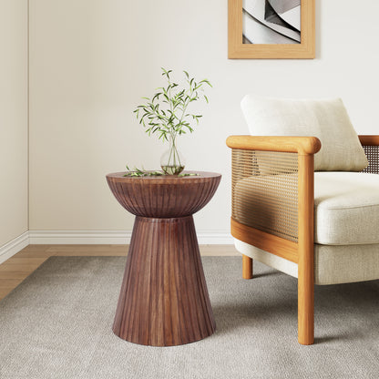 Elowen Round Pedestal Mango Wood Side End Table