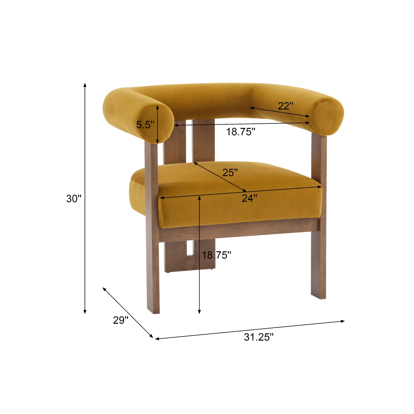 Nuvira Modern Upholstered Velvet Accent Arm Chair