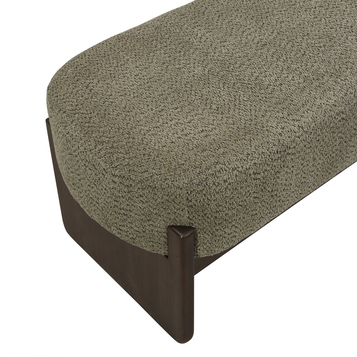 Sorena Modern Upholstered Loop Yarn Ottoman, Solid Wood