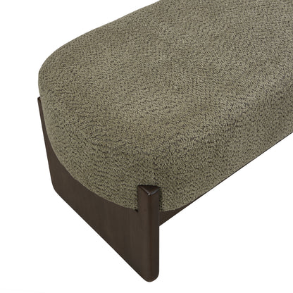 Sorena Modern Upholstered Loop Yarn Ottoman, Solid Wood