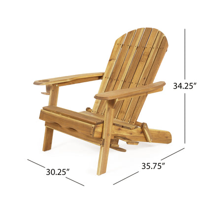 Kandyce Outdoor Acacia Wood Folding Adirondack Chair With Cup Holder
