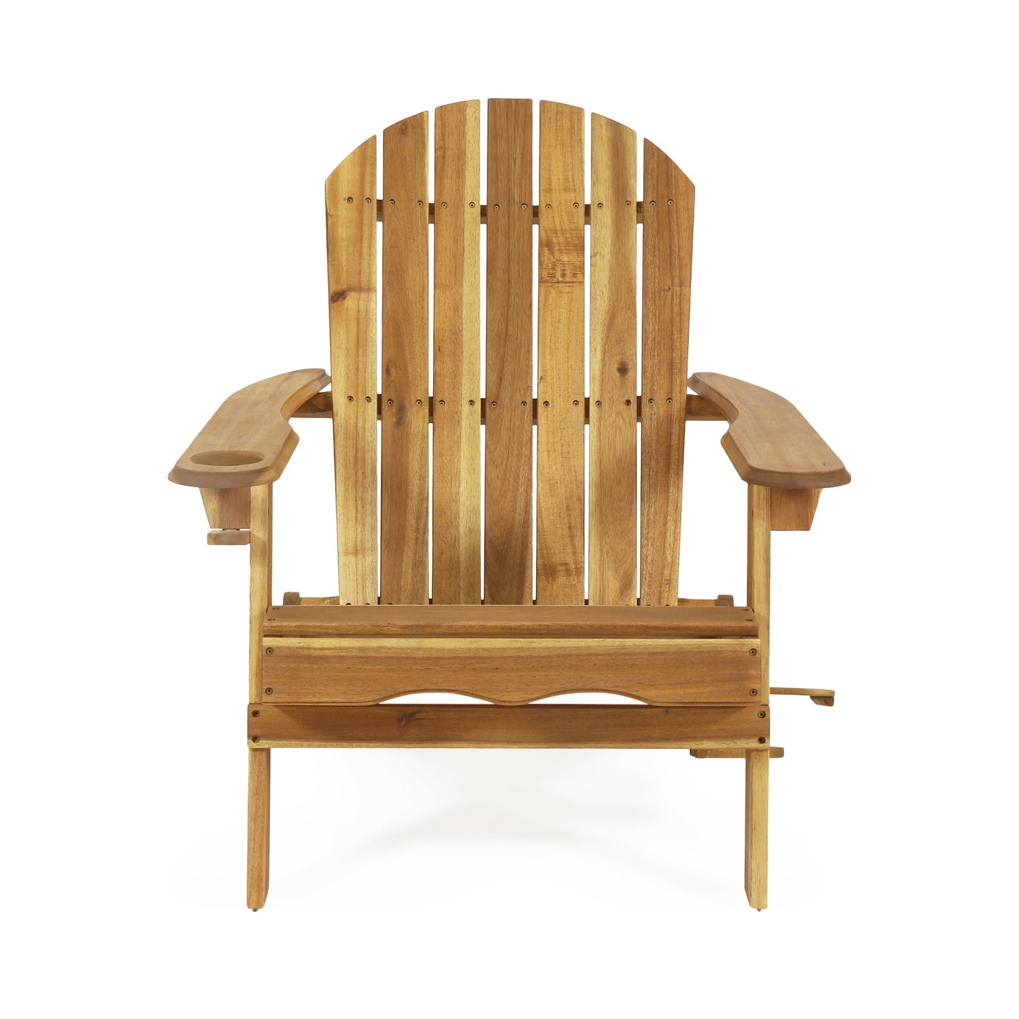 Kandyce Outdoor Acacia Wood Folding Adirondack Chair With Cup Holder