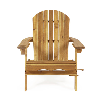 Kandyce Outdoor Acacia Wood Folding Adirondack Chair With Cup Holder