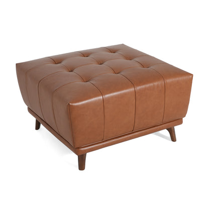 Sonicpeak Mid-Century Modern PU Upholstered Ottoman