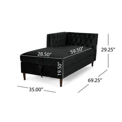 Jephthah Contemporary Tufted Velvet Sectional Sofa with Storage Chaise Lounge