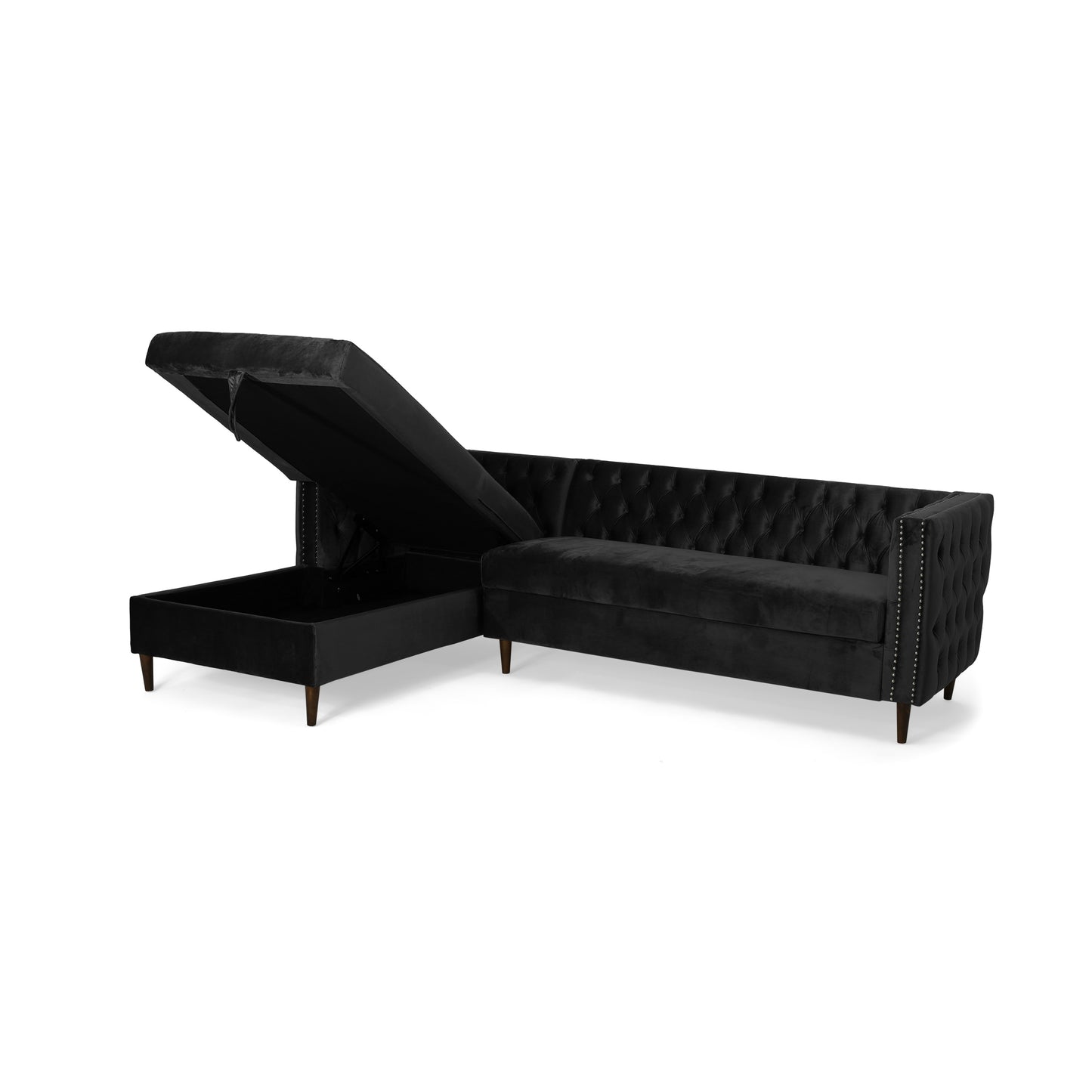 Jenera Modern Glam Velvet Channel Stitch Sectional Sofa Set