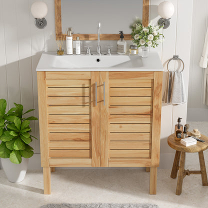 Decolette Mid-Century Modern Bathroom Vanity Cabinet with One Sink