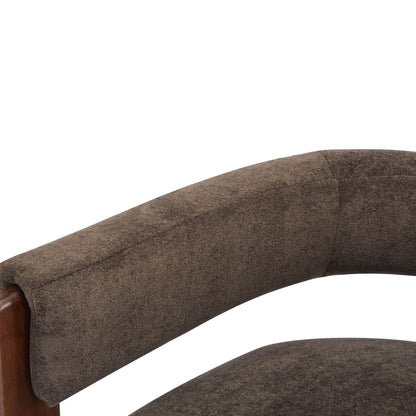 Noah Upholstered Boucle Accent Arm Chair, Rubberwood, Beige+walnut