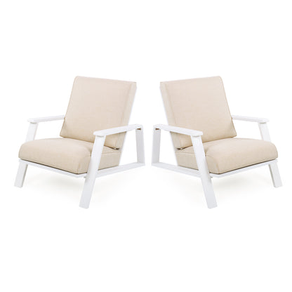 Youssef Patio Lounge Chair, Outdoor Club Chair with Beige Cushion