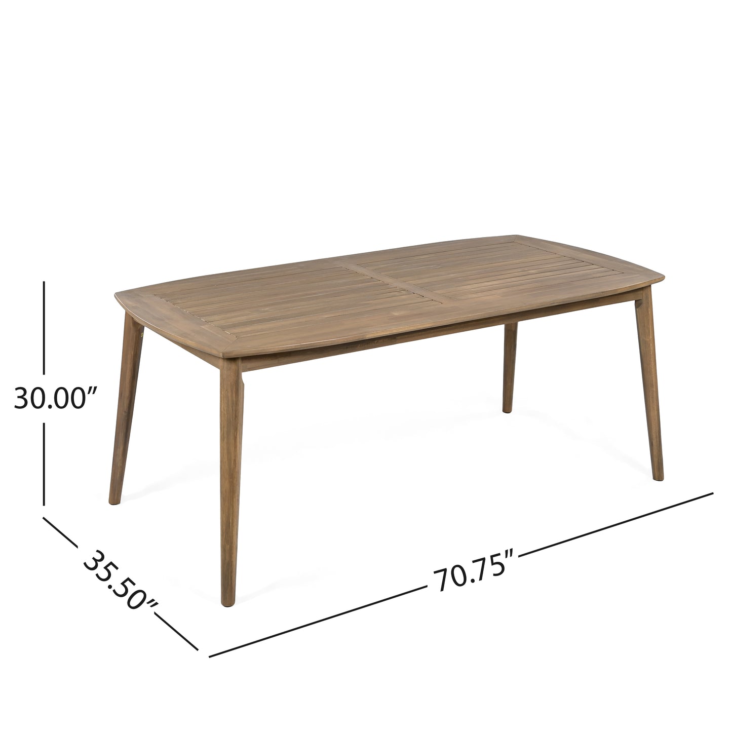 Junosila 7-Piece Acacia Wood Outdoor Dining Set - 70.75" Table & 6 Chairs with Cushions