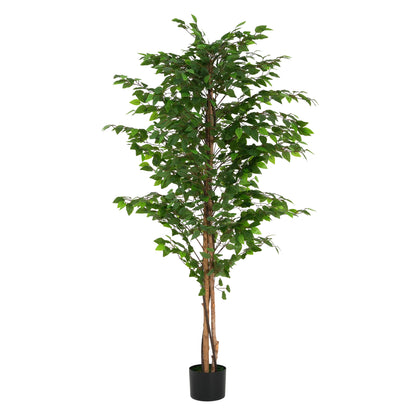 Varian 74" Artificial Ficus Tree with Black Plastic Pot