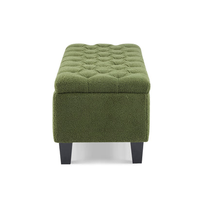 HaChe Ottoman Bench with Storage,Boucle Surface, Rubber Wood Legs, 300 lbs Capacity