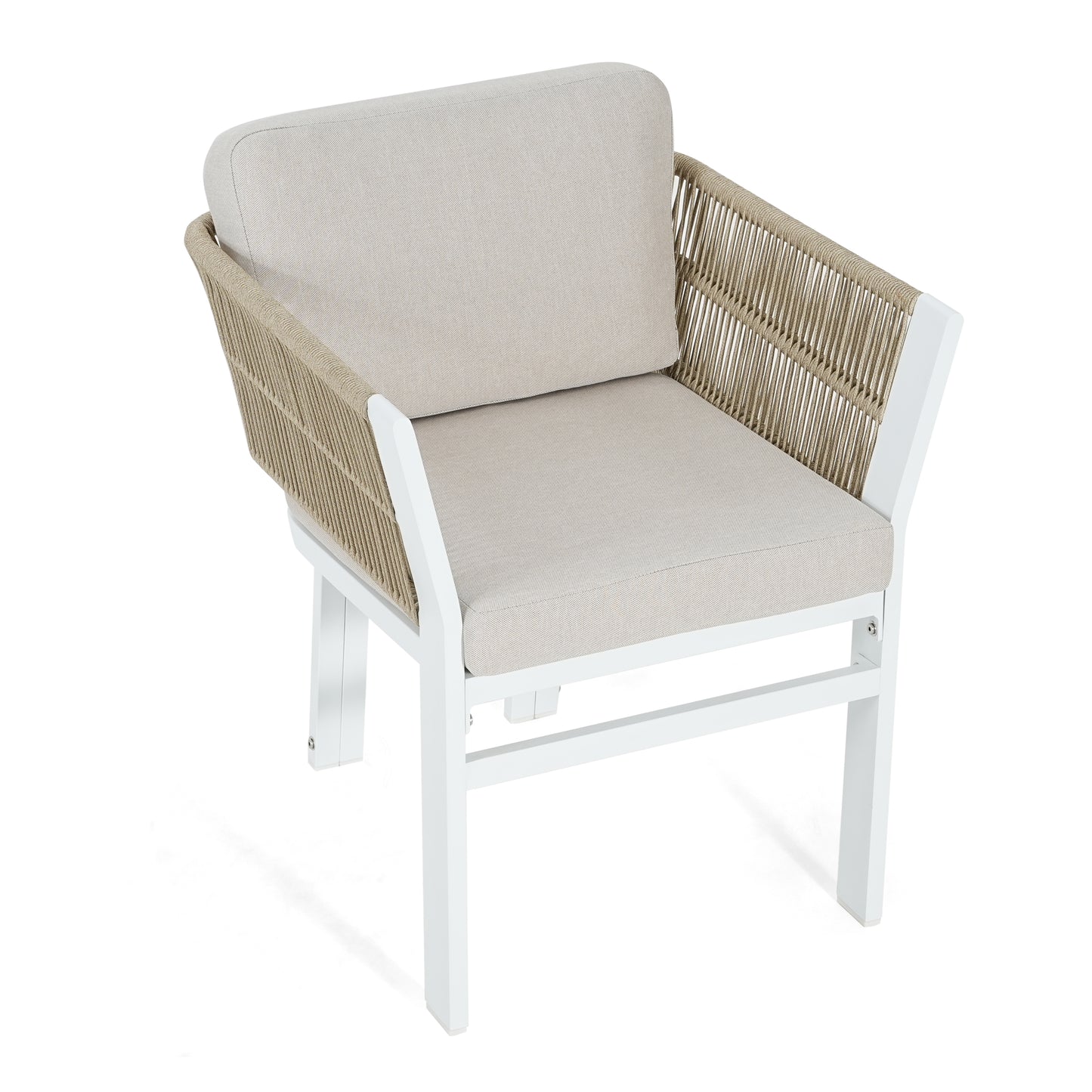 Rowan Outdoor Dining Chair Set of 2, Aluminum Frame with Cushion & Rattan Accents, 300lbs Capacity, All-Weather Patio Seating for Backyard, Deck & Garde