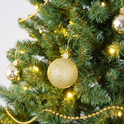 Stellan 6FT Christmas Tree with 250 Warm White LED Lights – 1000 PVC & Hard Needle Tips, Hinged Branch Design, Sturdy Metal Stand – Full Realistic Holiday Tree