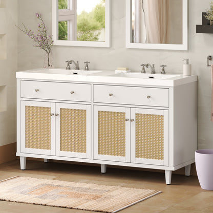 Silas 60 Inch Bathroom Vanity with Double Sink ( SMC Sink ), Large Storage Space