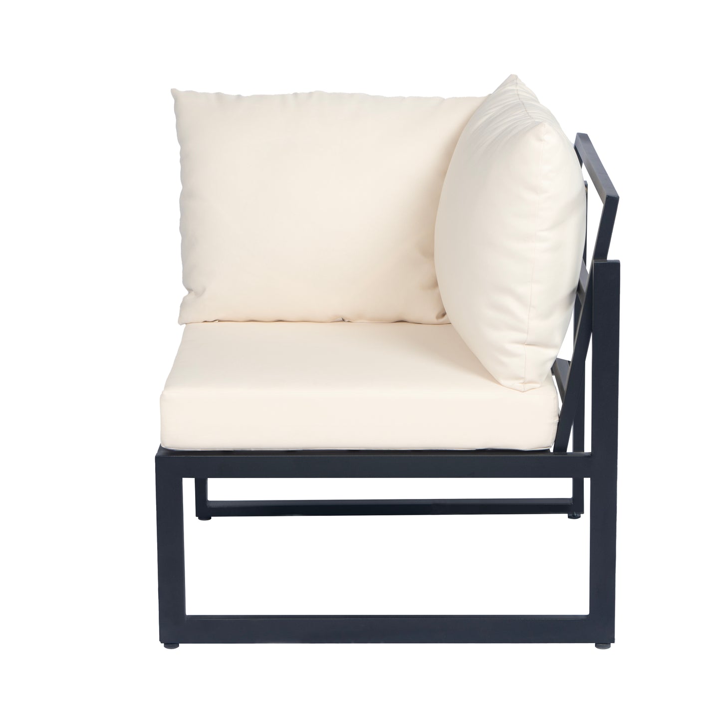 Ezra Outdoor 4-piece Acacia Wood and Metal Patio Sofa Corner Set