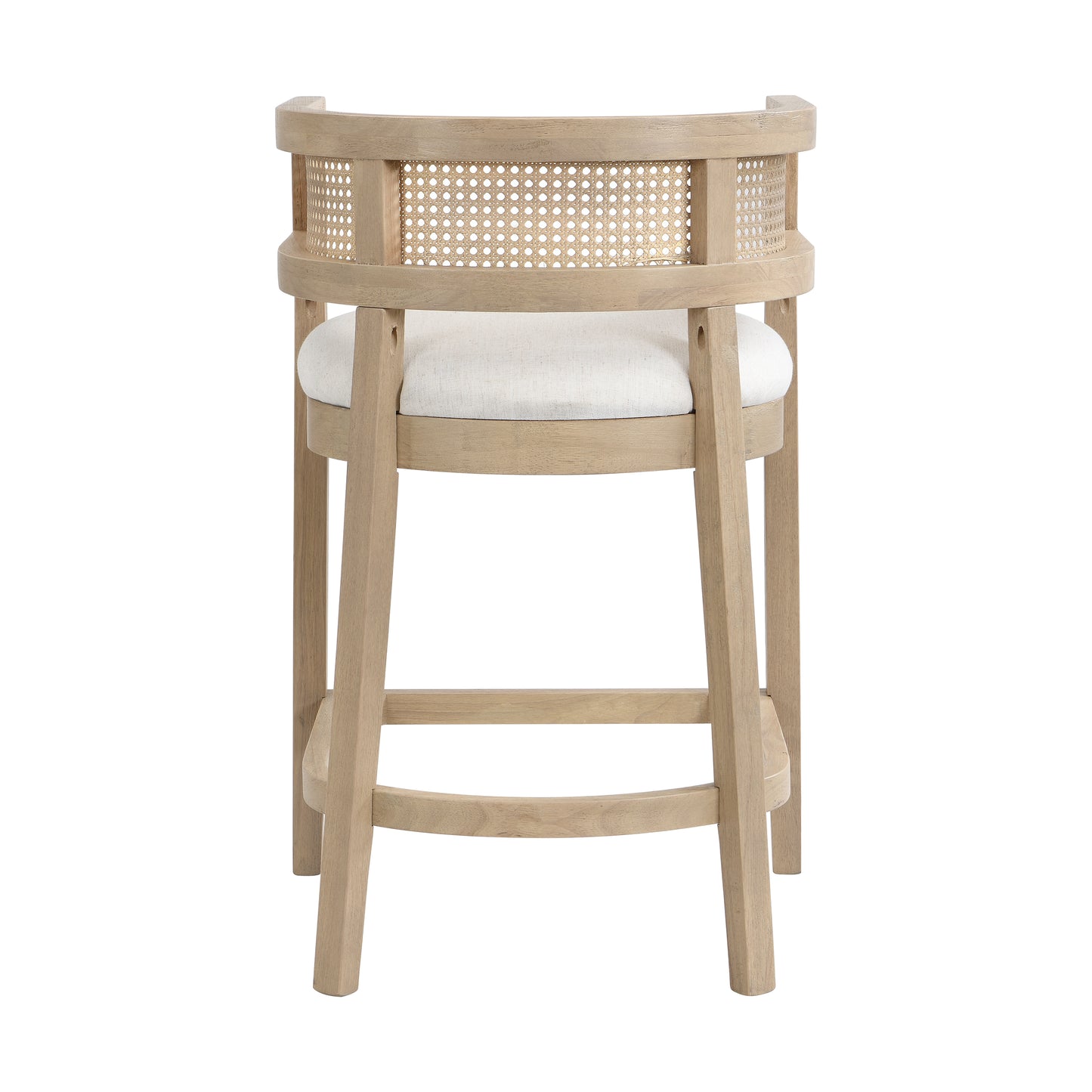 Isidore Wood And Rattan Upholstered Arm Counter Stools,Set of 2