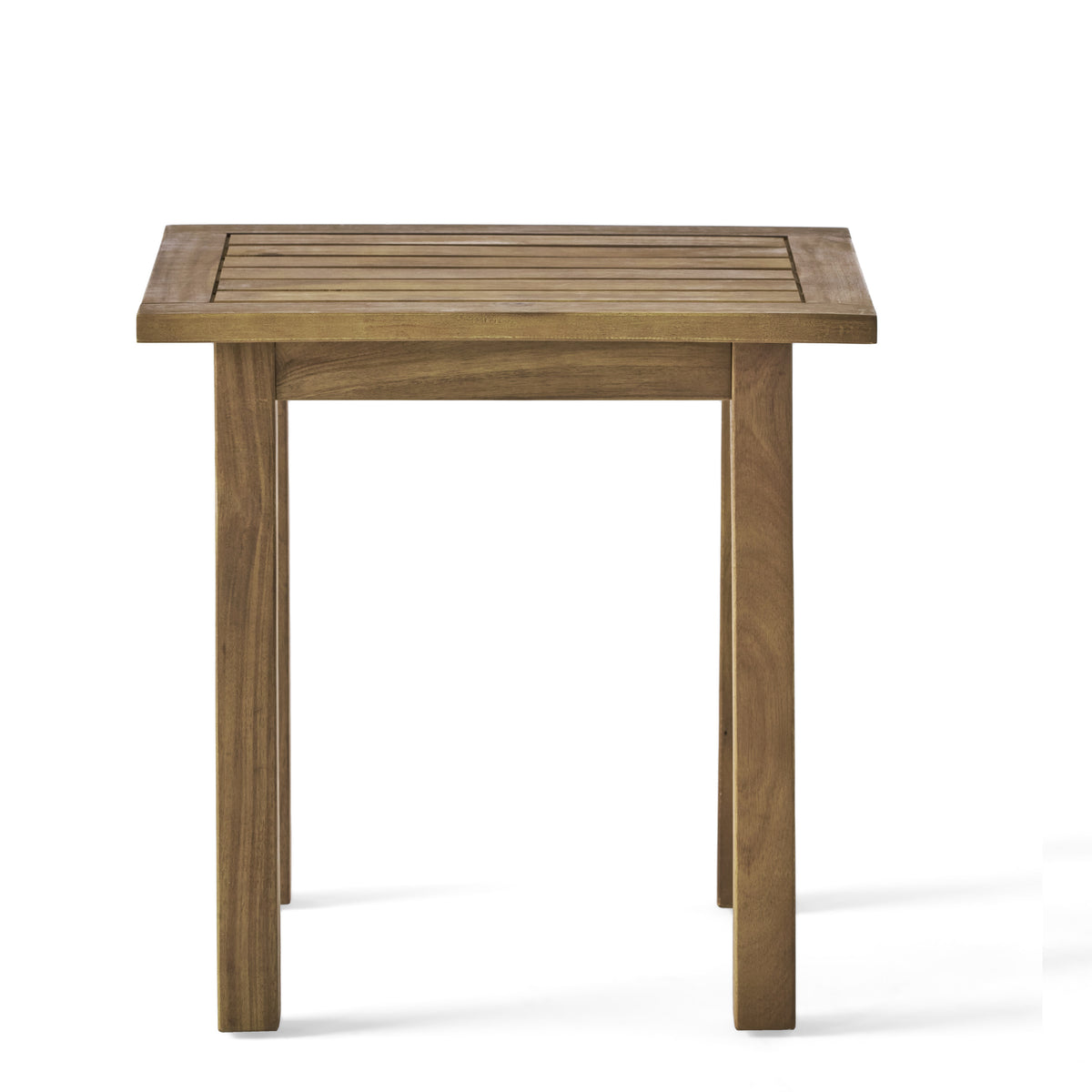 Amity  Selma Acacia Wood Outdoor Side Table, Decorative Rectangular Small Accent Table, Weather Resistant Patio End Table for Balcony Beach Pool Side, Slatted Design, Natural Stained