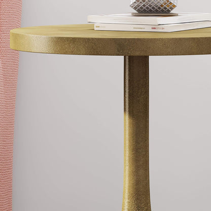 ‌Elowene Modern Aluminum Accent Table, Raw Brass