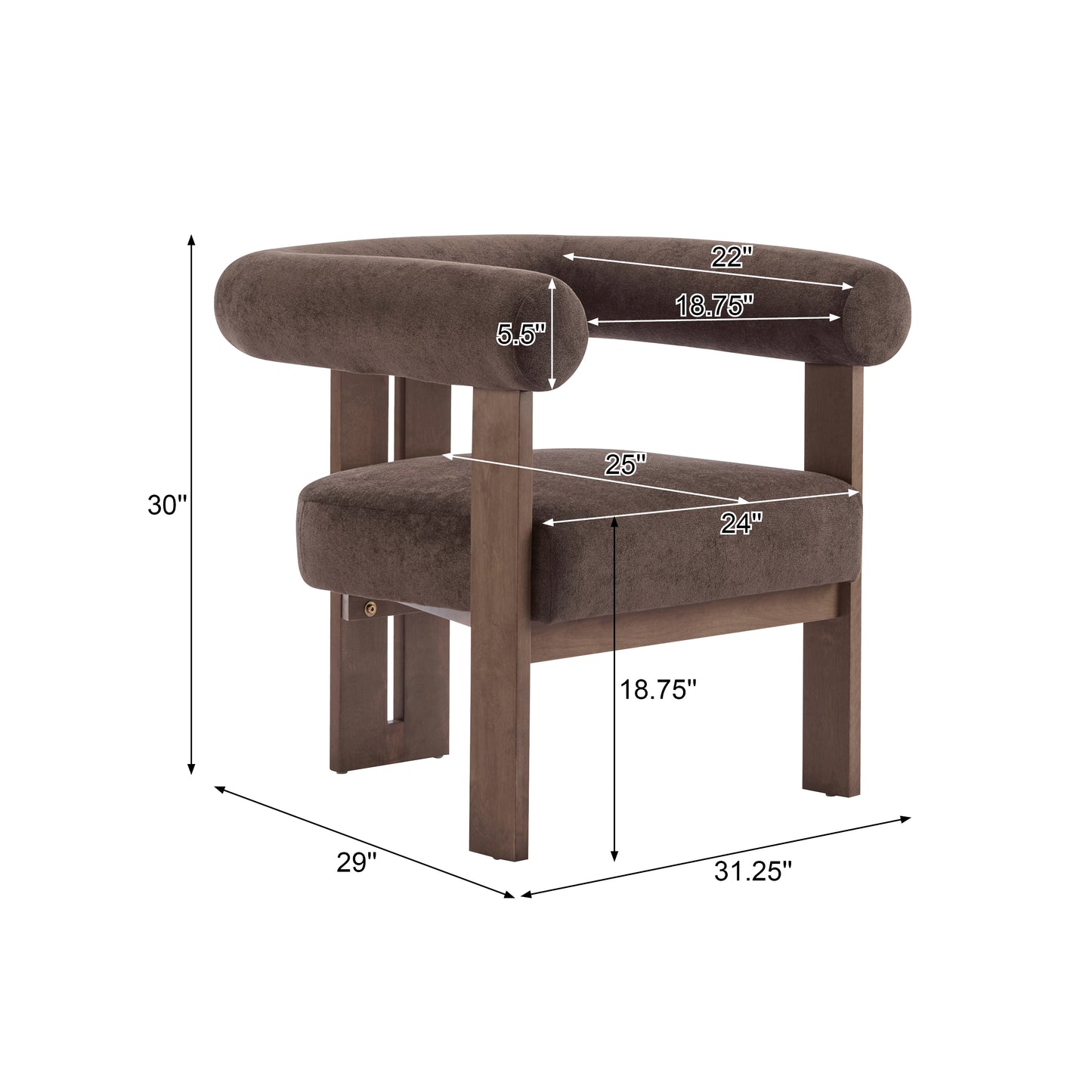 Nuvira Modern Upholstered Velvet Accent Arm Chair