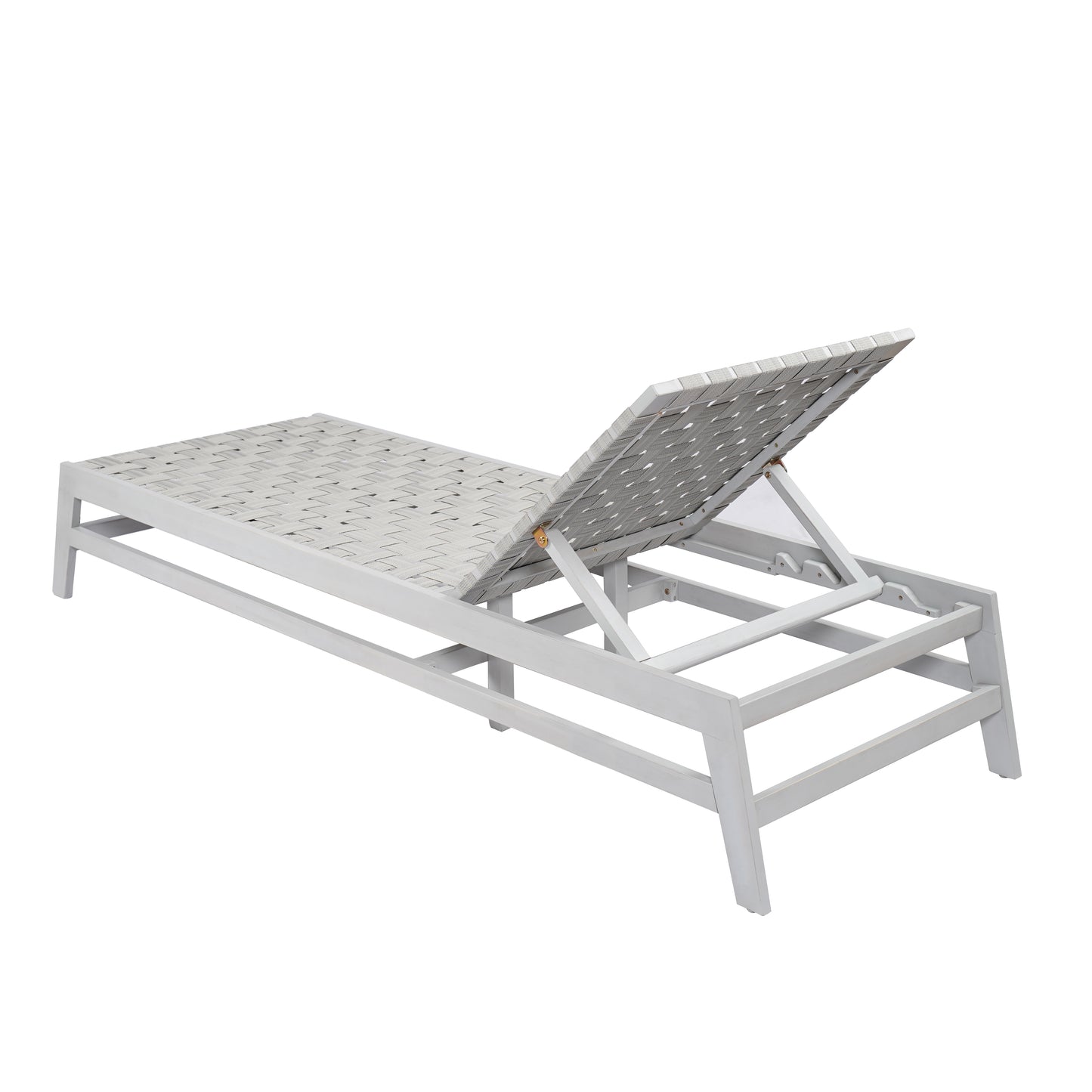 Rionaris Outdoor Acacia Wood Rope Chaise Lounge Adjustable 4-Position Recliner